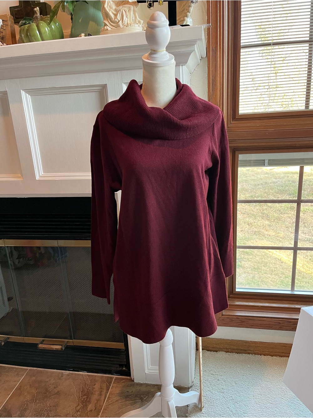 LOFT Burgundy Cowl Neck Sweater Tunic